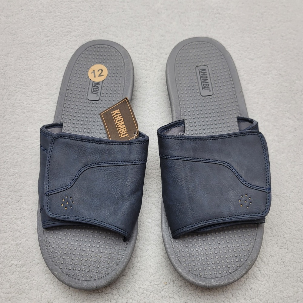 Khombu Leo Slide Sandals Mens Size 12 Blue Gray Adjustable Strap Outdoor